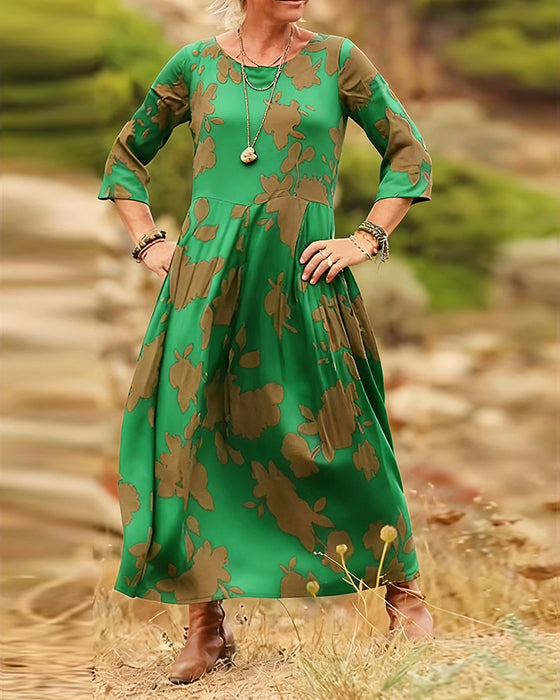 Temperament Retro Printed Dress