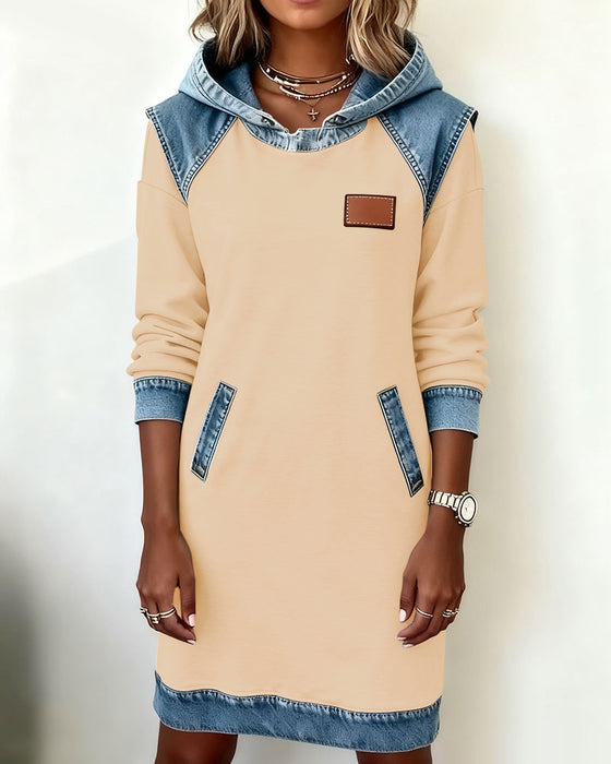 Hooded Paneled Contrast Dress