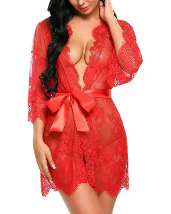 Elegant lace solid color pajamas