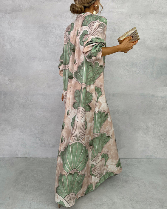 Temperament Leaf Print Dress