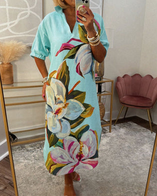 Floral print loose casual dress