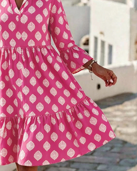 V-Neck Printed Dress