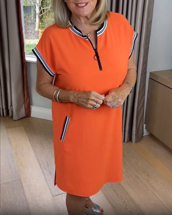 Half-zip Contrast Color Sports Dress