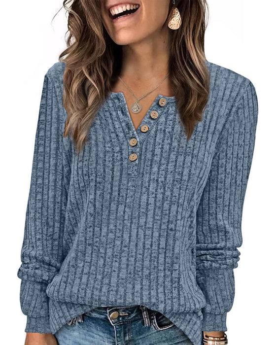 V-Neck Button Stylish Top