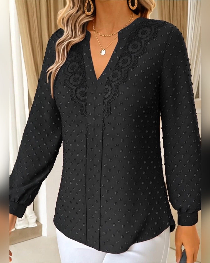 V-Neck Three-Dimensional Petal Blouse