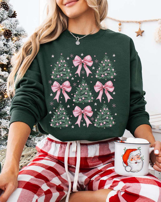 Bow Christmas Tree Print Sweatshirt