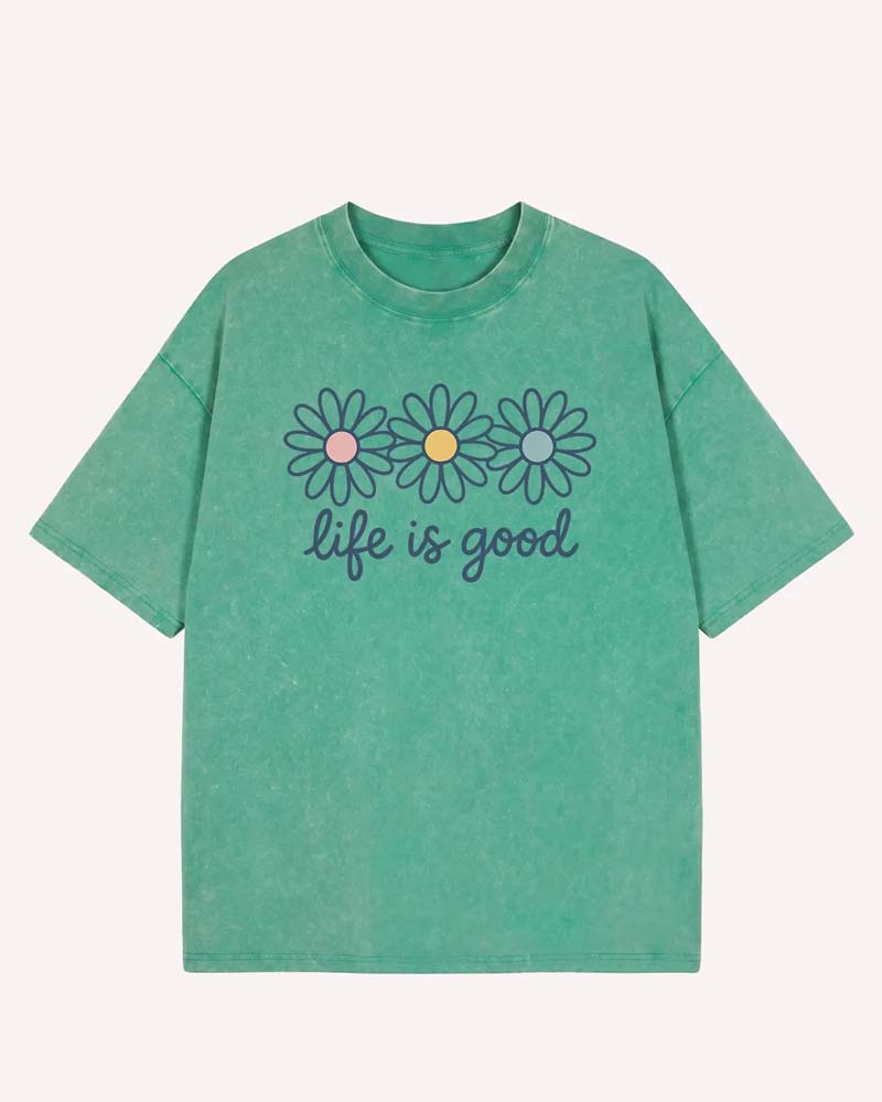 Daisy Print Casual Distressed T-Shirt