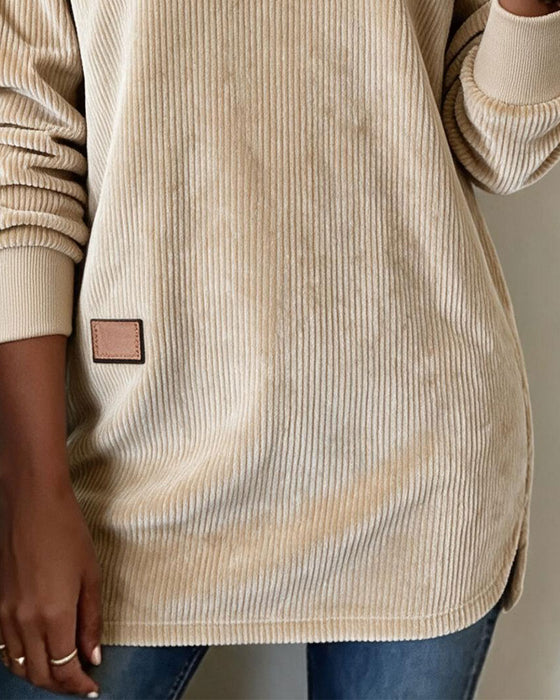 V-Neck Slit Solid Top