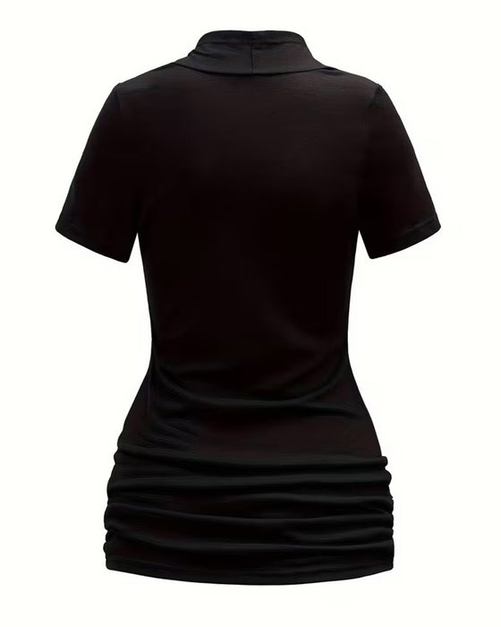 Casual Ruched Fitted Short Sleeve Blouse