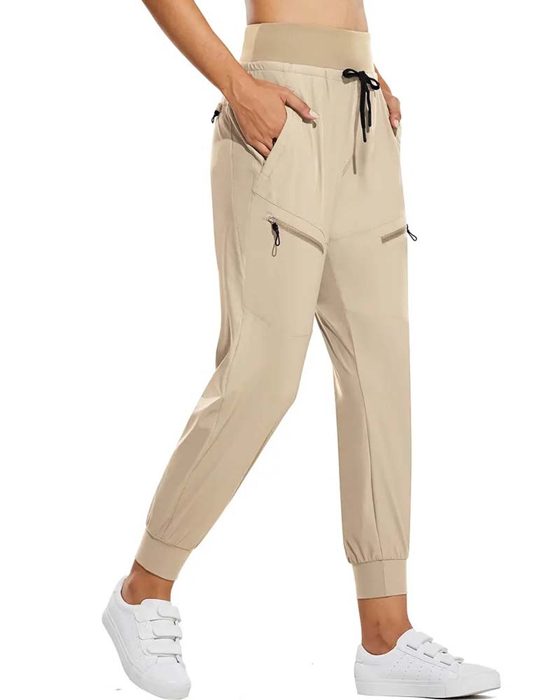 Elastic Waist Drawstring Pocket Tapered Pants