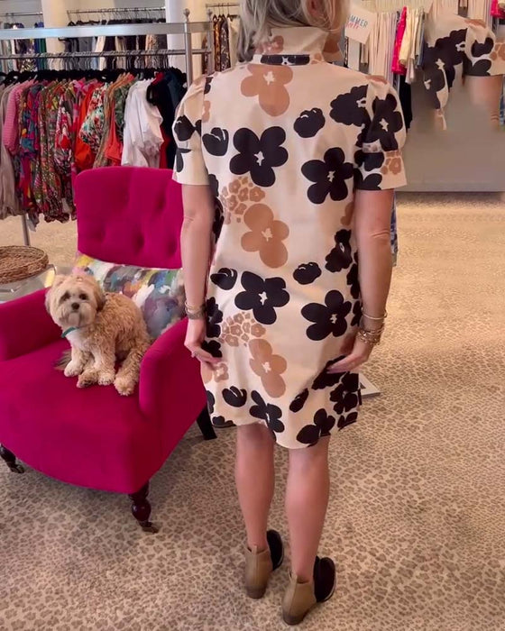 Casual lapel floral dress