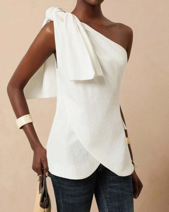 Off-Shoulder Cross Tie Design Blouse