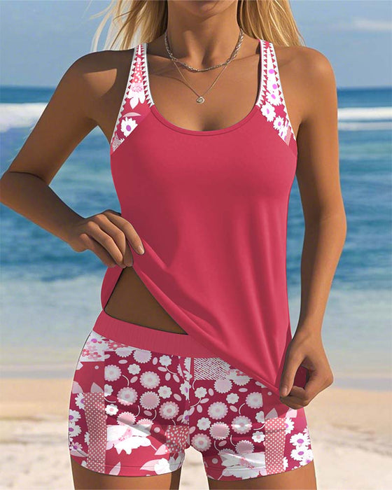 Tank Top Printed Boxer Swimsuit