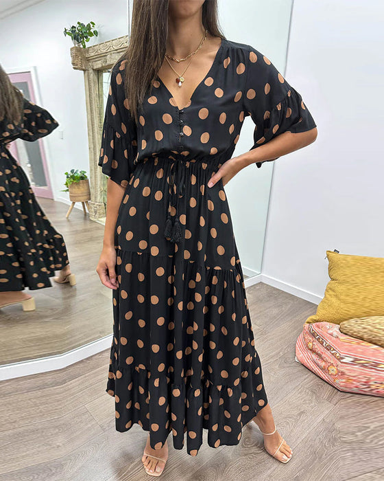 Casual polka dot strappy dress