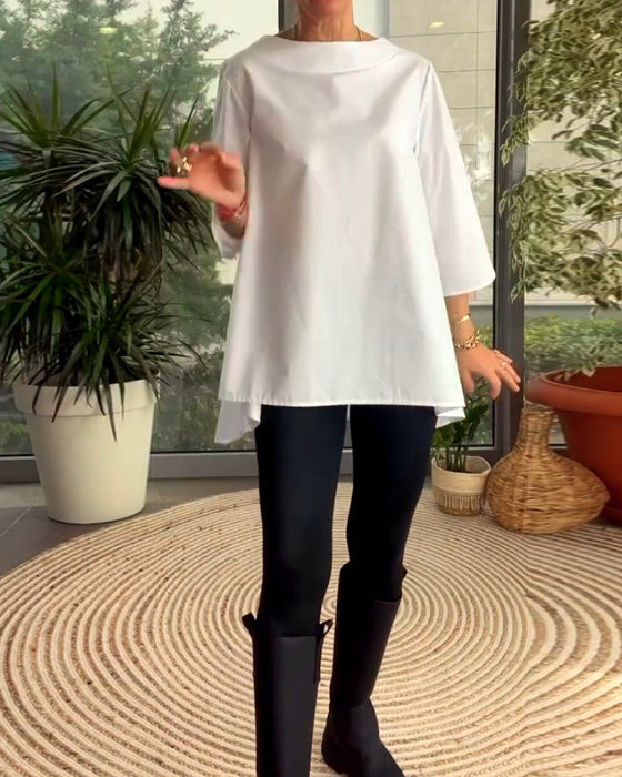 Solid color commuting top