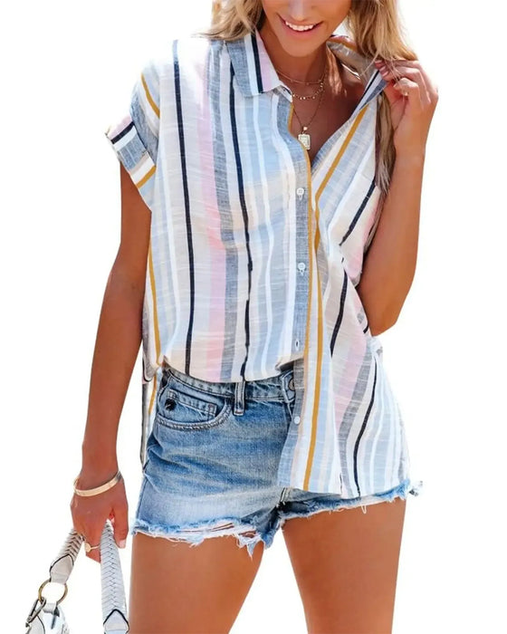 Collared Casual Short-Sleeve Shirt