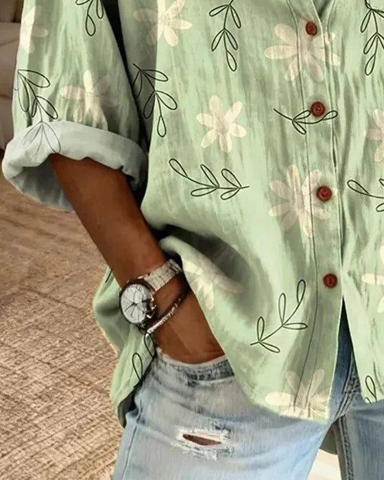 Collared Printed Loose-Fit Shirt