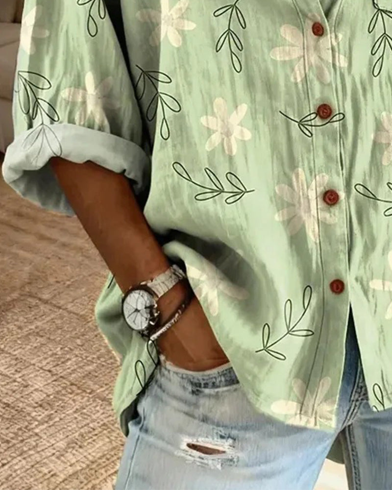Collared Printed Loose-Fit Shirt