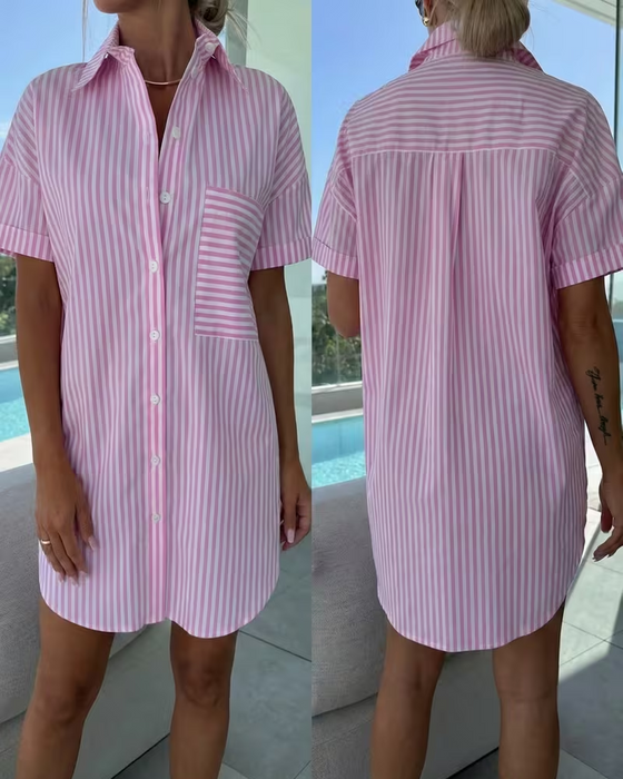 Stripe Shirt Style Dress
