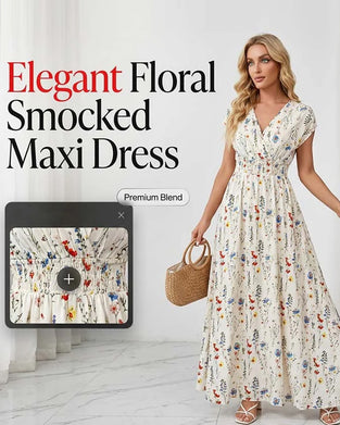Casual V-Neck Print Maxi Dress