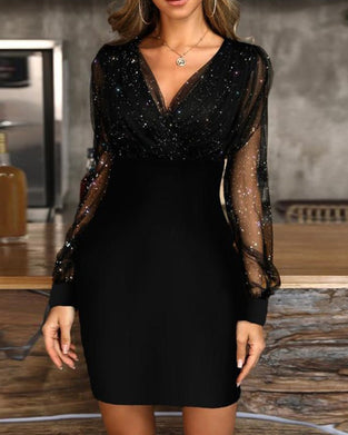 Elegant mesh v-neck dress