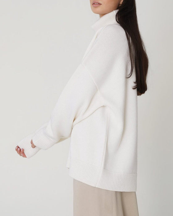 Solid color turtleneck casual sweater