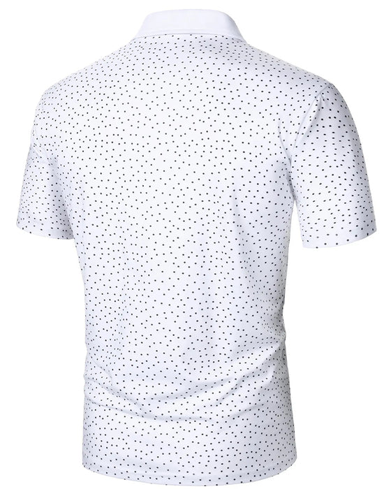 Casual Polo-Collar T-Shirt With Small Polka Dots