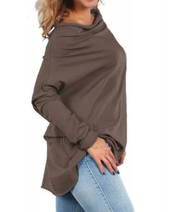 Draped Collar Bat Sleeve Top