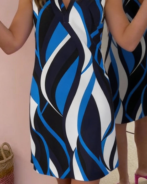 Sleeveless Geometric Print Dress