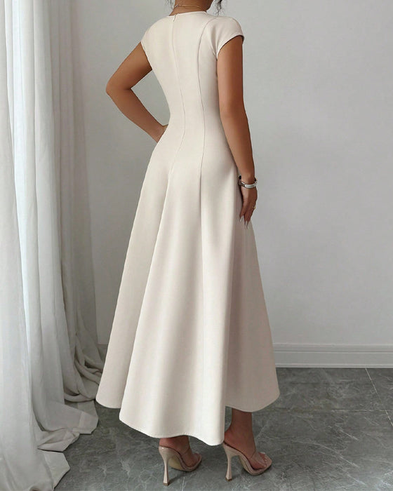 Square-Neck Short-Sleeve Dress