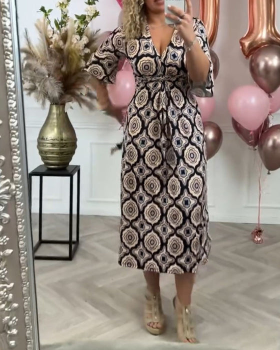 Women's casual ethnic print dress