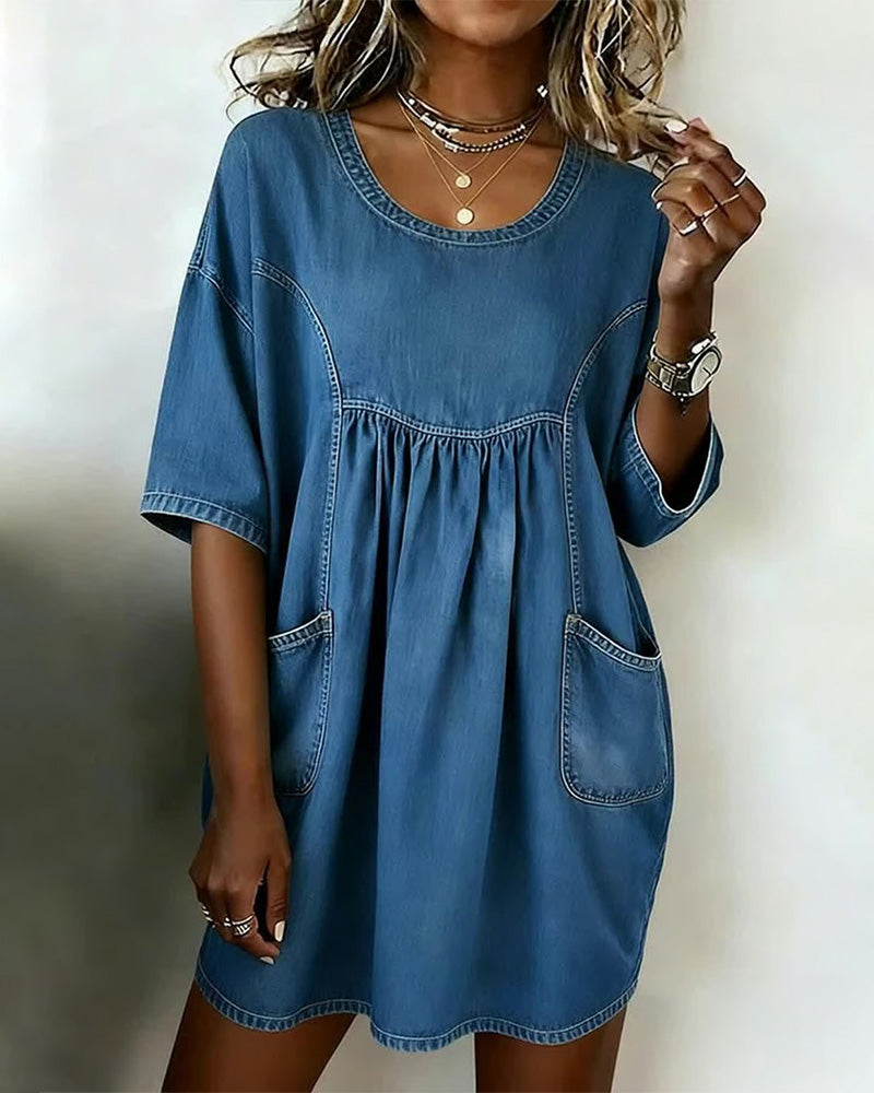 Round Neck Pocket Dress