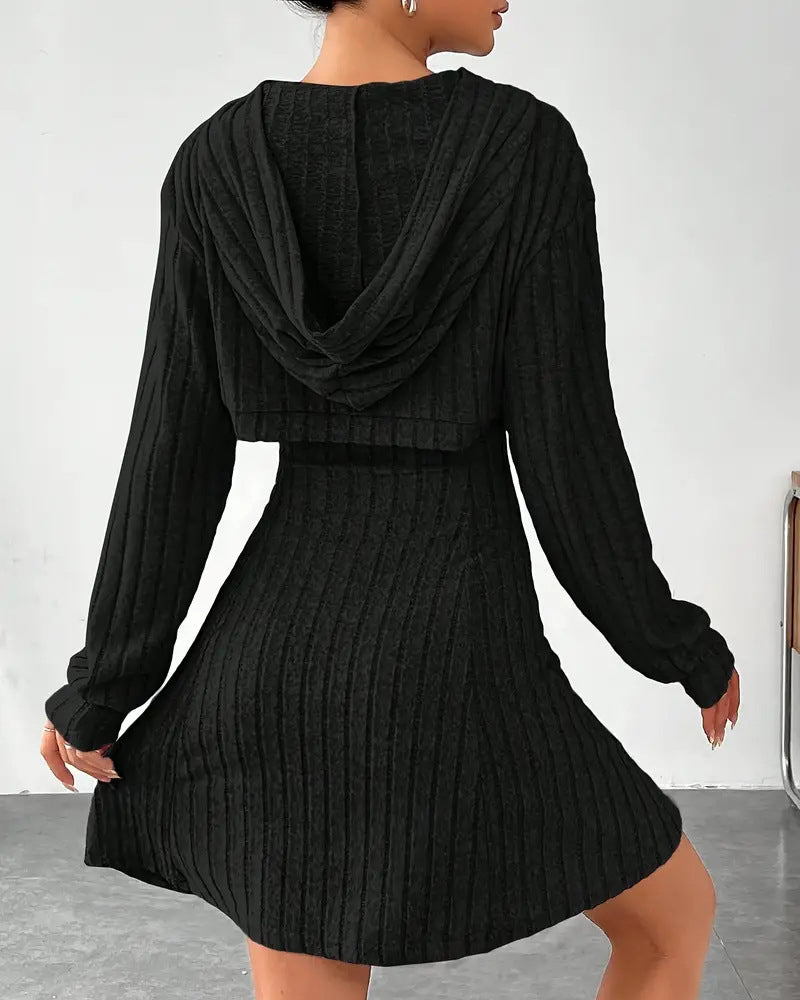 Hoodie Top Tank Dress Two-Piece Set