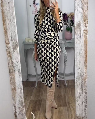 Bodycon Dress with Geometric Print