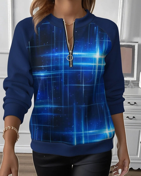 Half Zip Gradient Fashion Sweatshirt