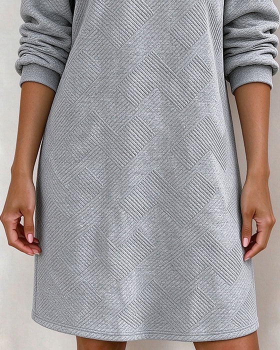 Geometric Embossed Sweatshirt Straight Dress