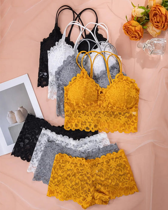 Lace Cutout Back Lingerie Set