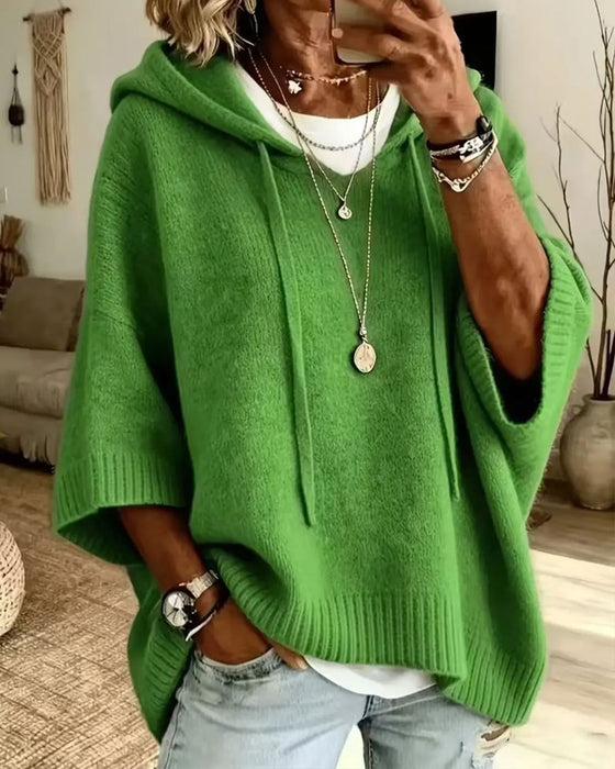 Hooded Relaxed Stylish Knit Pullover