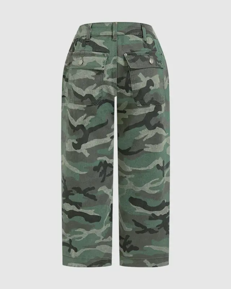 Cargo Wide-Leg Cropped Pants