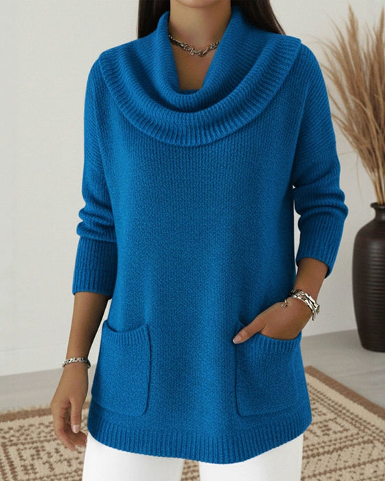 Cowl Neck Long Sleeve Pullover