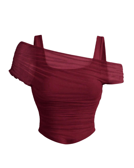 Mesh Ruffle Cami Blouse