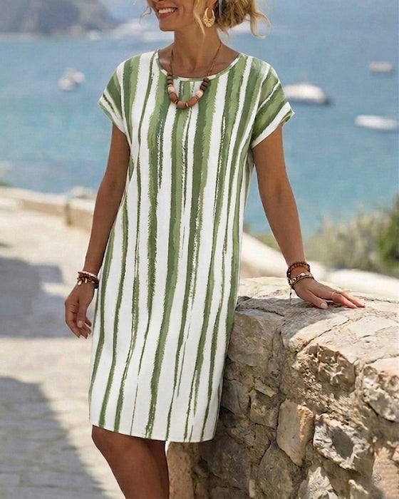 Vertical Stripe Shift Dress