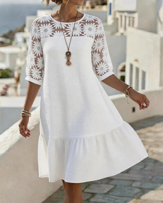 Daisy Patchwork Waffle Dress