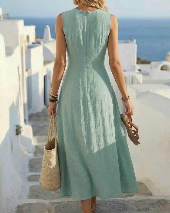 Crossover Waist Sleeveless Dress
