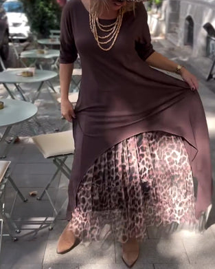 Long Sleeve Solid Color Irregular Dress