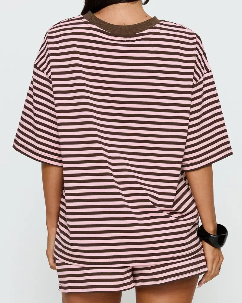 Striped Round Neck Two-Piece Set
