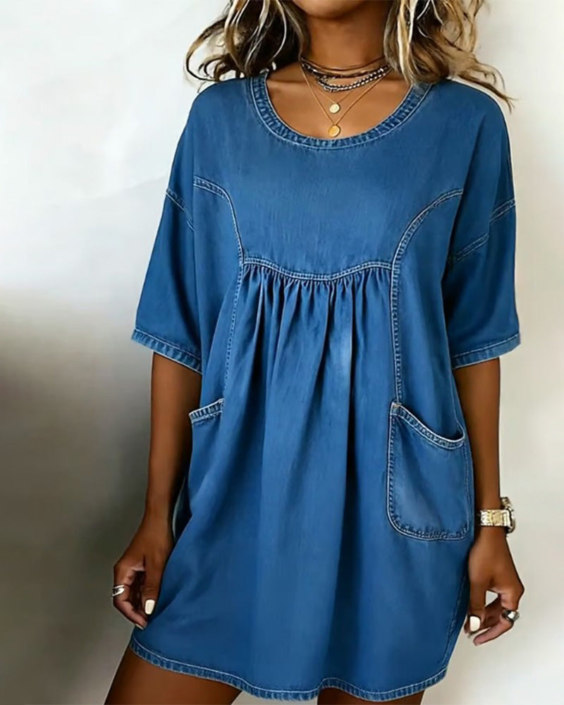 Round Neck Pocket Dress