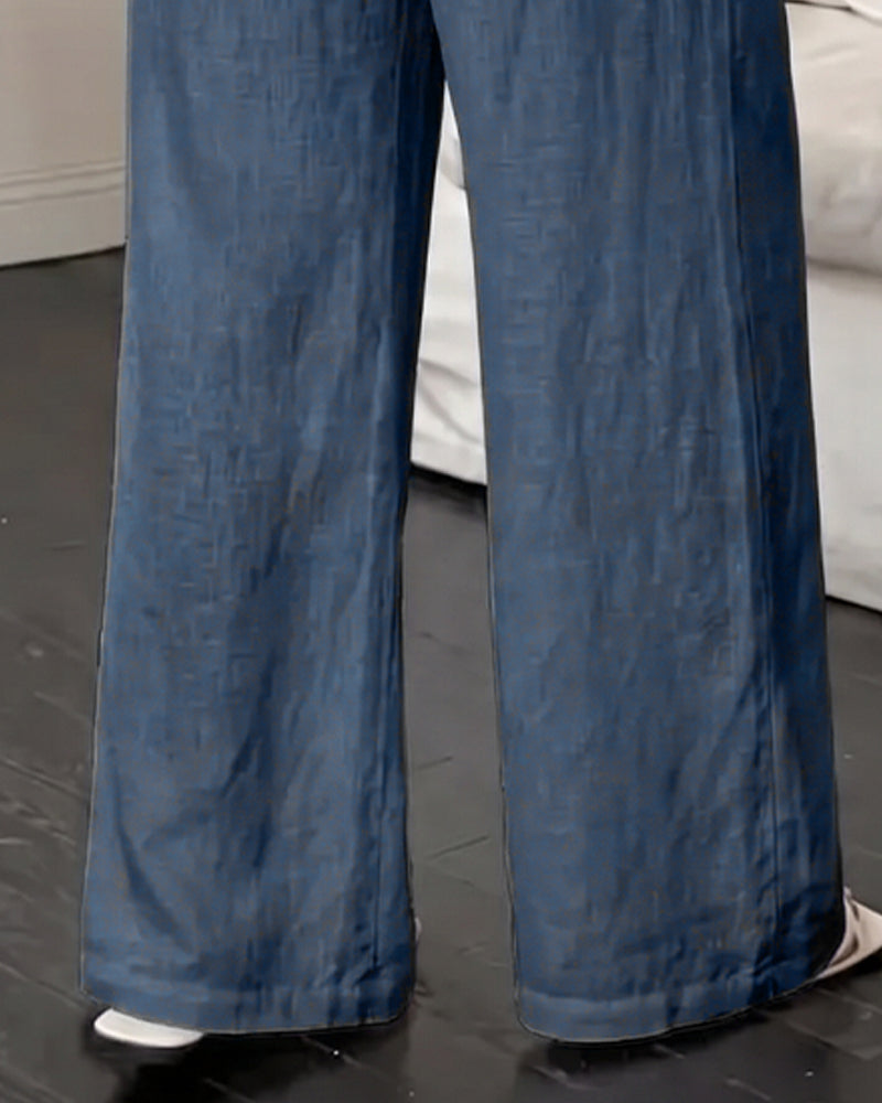 Tie Straight Leg Solid Versatile Long Pant