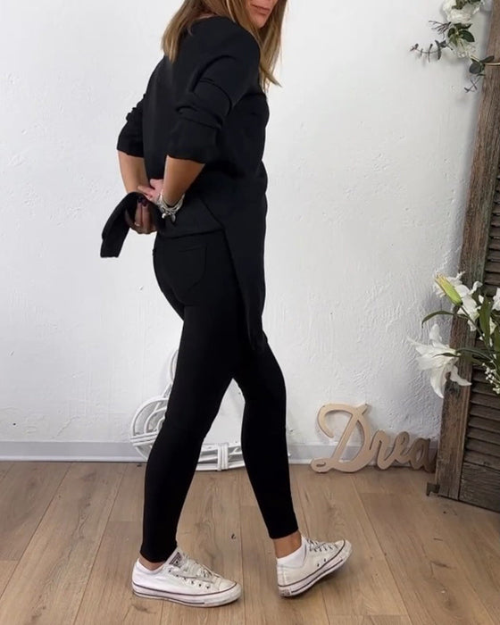 Mid-Length Top Mit Crew Neck