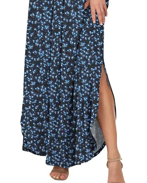 Elegant Ink Wash Floral Maxi Dress